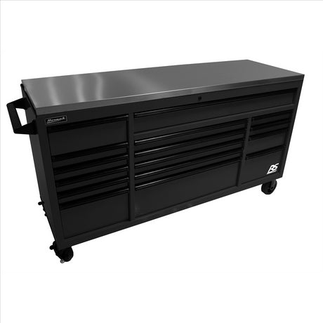 Homak 72" RS Roller Cabinet Black Stainless Steel Top