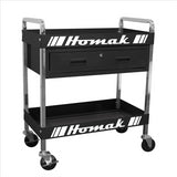 Homak Metal Service Cart-Black 30 in. 1-Drawer