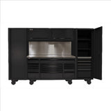 Homak 120" RS PRO CTS Roller Cabinet & Side Lockers Combo with Toolboard Backsplash - Black