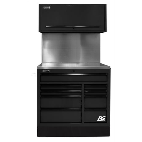 Homak 41 in. CTS Solid Back Splash Set, Black