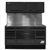 Homak 72 in. CTS Centralized Tool Storage with Solid Back Splash Set, Black