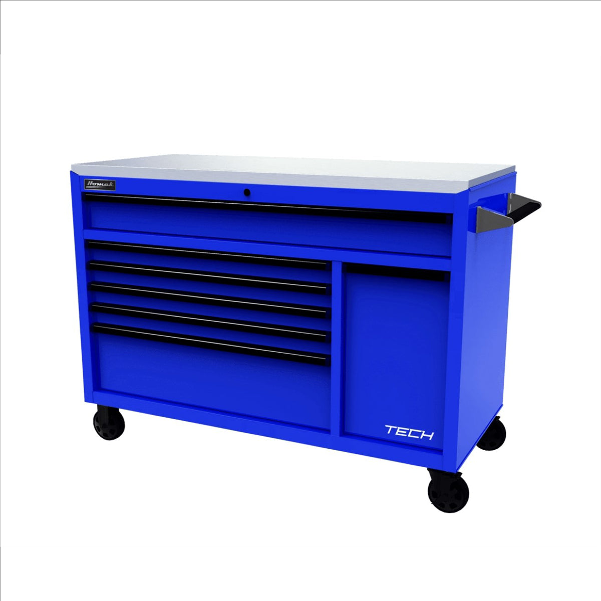 Homak Homak 54" TECH Workstation w/Power Tool Drawer and Stainless Steel Top, Blue