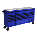 Homak 72" RS Roller Cabinet Blue Stainless Steel Top