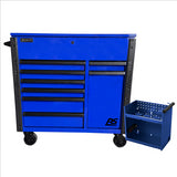 Homak 44" 8-Drawer Service Cart w/Power Tool Holder Drawer- Blue