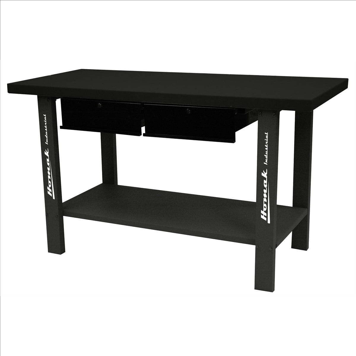 Homak 59 in. Industrial Steel Workbench with 2 Drawers