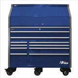 Homak HXL Pro Series 30" Deep 18-Drawer Roller Cabinet and Top Hutch Combo -Blue