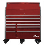 Homak HXL Pro Series 30" Deep 18-Drawer Roller Cabinet and Top Hutch Combo -Red