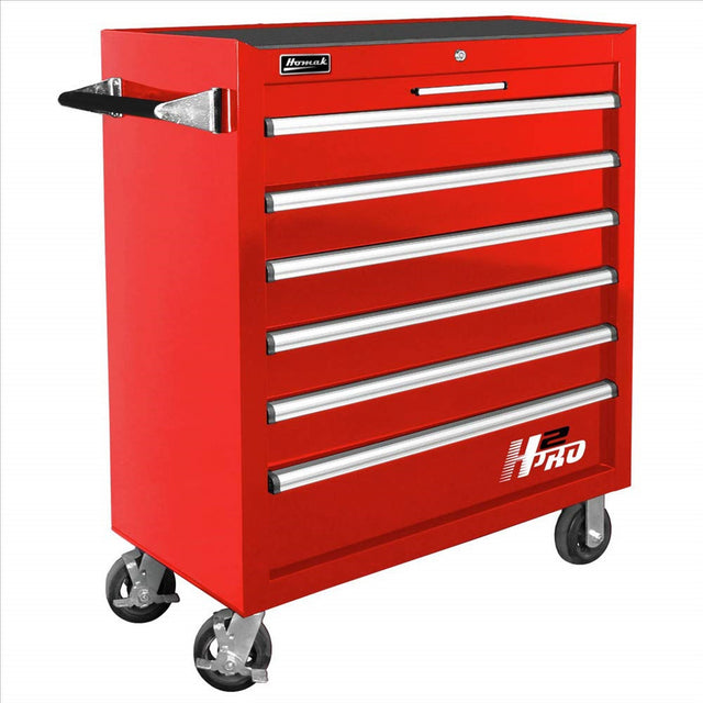Homak H2Pro Series 36" 6-Drawer Roller Cabinet, Red