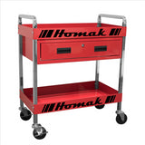 Homak Metal Service Cart-Red 30 in. 1-Drawer