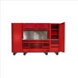 Homak 120? RS PRO CTS Roller Cabinet & Side Lockers Combo with Toolboard Backsplash - Red