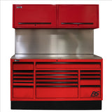Homak 72 in. CTS Centralized Tool Storage with Solid Back Splash Set, Red