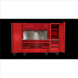 Homak 120? RS PRO CTS Roller Cabinet & Side Lockers Combo with Toolboard Backsplash - Red
