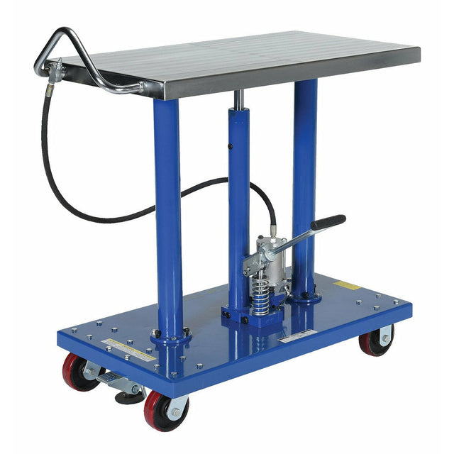 Vestil Steel Air Hydraulic Post Table 24 In. x 36 In. 2000 Lb. Capacity Silver-HT-20-2436A-AIR