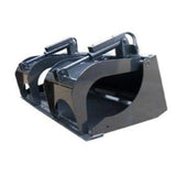 A black Industrial Material Grapple for Skid Steer with a bolt-on cutting edge, independent grapples, and 2.5" x 10" industrial cylinders, shown at a three-quarter angle.
