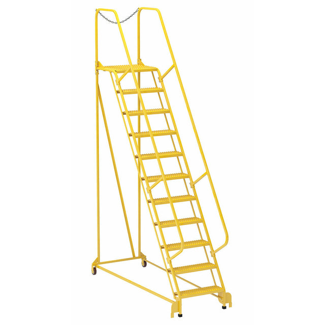 Vestil Steel Maintenance Ladder 58 Degree 11 Grip Strut 24 In. Step Width 350 Lb. Capacity Yellow- LAD-MM-11-G-YL