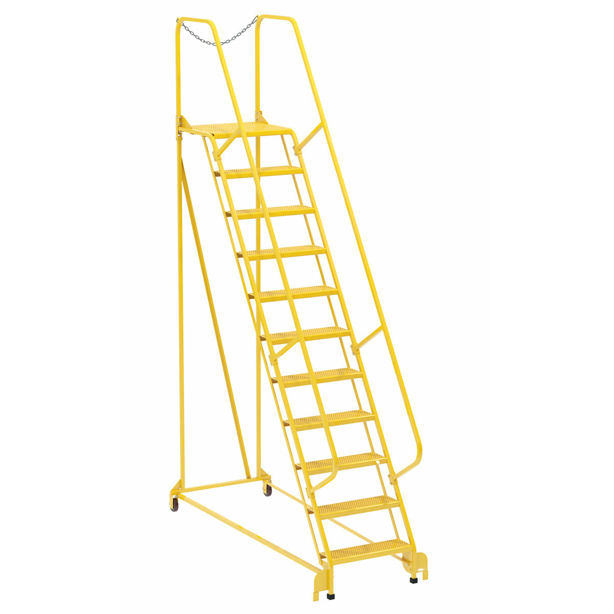 Vestil Steel Maintenance Ladder 58 Degree 11 Perforated 24 In. Step Width 350 Lb. Capacity Yellow- LAD-MM-11-P-YL