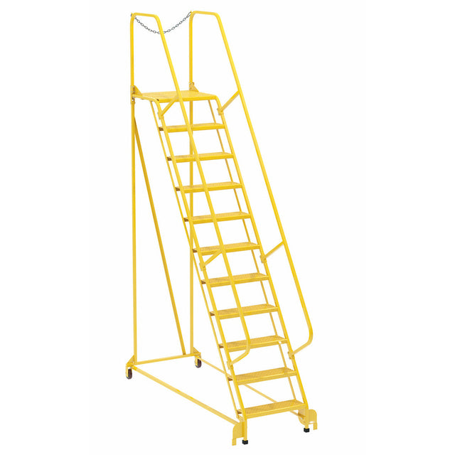 Vestil Steel Maintenance Ladder 58 Degree 11 Perforated 24 In. Step Width 350 Lb. Capacity Yellow- LAD-MM-11-P-YL