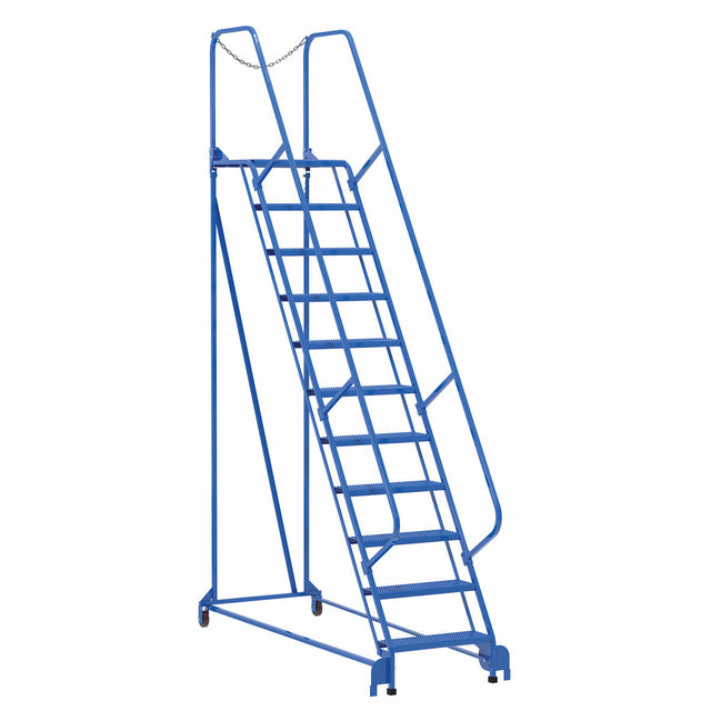 Vestil Steel Maintenance Ladder 58 Degree 11 Perforated 24 In. Step Width 350 Lb. Capacity Blue- LAD-MM-11-P