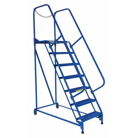 Vestil Steel Maintenance Ladder 58 Degree 7 Grip Strut 24 In. Step Width 350 Lb. Capacity Blue-LAD-MM-7-G