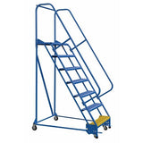 Vestil Steel Standard Slope Ladder 58 Degree 7 Grip Strut 30-1/4 In. Step Width 350 Lb. Capacity Blue-LAD-PW-32-7-G