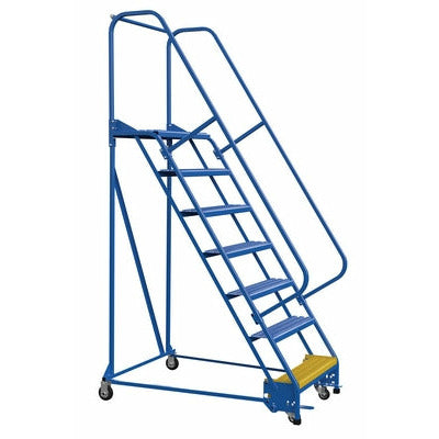 Vestil Steel Standard Slope Ladder 58 Degree 7 Grip Strut 30-1/4 In. Step Width 350 Lb. Capacity Blue-LAD-PW-32-7-G
