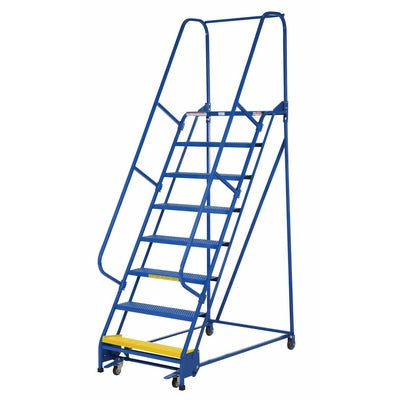Vestil Steel Standard Slope Ladder 58 Degree 8 Perforated 30-1/4 In. Step Width 350 Lb. Capacity Blue- LAD-PW-32-8-P