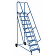 Vestil Steel Roll-A-Fold Ladder 58 Degree 10 Perforated 23-9/16 In. Step Width 350 Lb. Capacity Blue- LAD-RAF-10-24-P