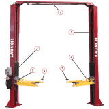 Launch Tech USA TLT240SC 9,000 lb Two Post Clear Floor - Asymmetric - RED TLT240SC-R