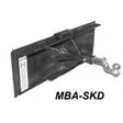 A graphic of a skid-steer trailer spotter with an MBA-SKD label, featuring a receiver hitch shown on a white background.