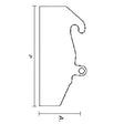 A line drawing of a JRB 416 or 418 narrow and deep mount plate, with some dimensions shown.
