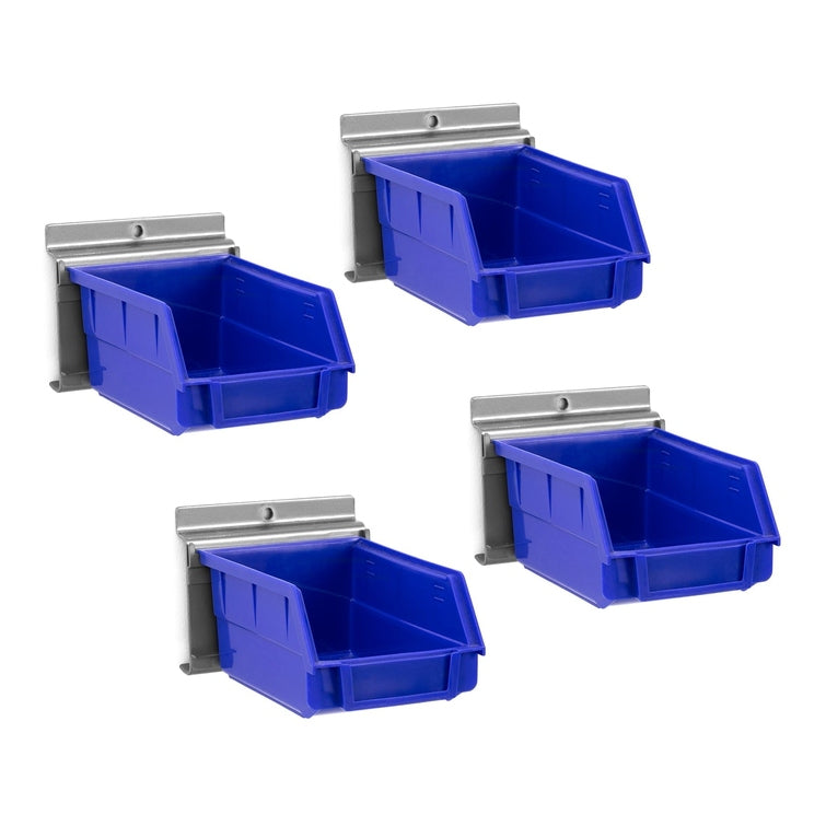 NewAge PVC Slatwall Blue Parts Bins with Support (Pack of 4)