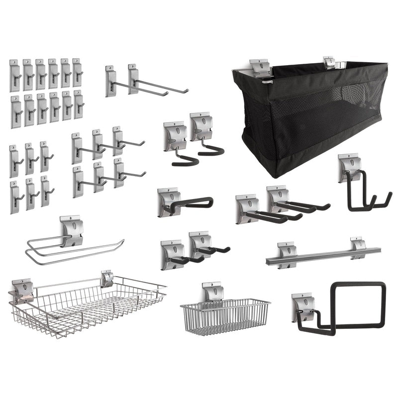 NewAge Pro Series Steel Slatwall 16 sq. ft. with 40-Piece Accessory Kit