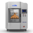  CreatBot PEEK-300 high-performance 3D printer, with a brown, sculpted part visible inside the clear, enclosed chamber. The user interface screen and "PEEK-300" text are visible on the front.
