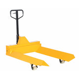 Vestil Steel Pallet Truck V-Shaped Center 78 In. x 40 In. x 43-13/16 In. 4000 Lb. Capacity Yellow - PM4-4048-RL