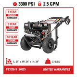 Simpson PowerShot 3300 PSI 2.5 GPM Cold Water Gas Pressure Washer with HONDA GX200 Engine PS3228-S