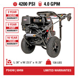 Simpson PowerShot 4200 PSI 4.0 GPM Cold Water Gas Pressure Washer with HONDA GX390 Engine PS4240