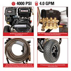 Simpson PowerShot 4400 PSI 4.0 GPM Cold Water Gas Pressure Washer with CRX420 Engine PS60843