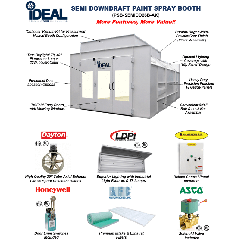 iDEAL Semi Downdraft Paint Booth PSB-SEMIDD26-ASY-AK