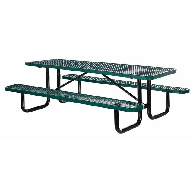 Vestil Steel Picnic Table Expanded Metal Rectangle Top 30 In. x 72 In. Green-PT-MX-3072-GN