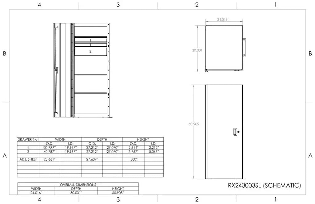 Extreme Tools RX Series 24"W x 30"D 3 Drawer and 3 Shelf Side Locker