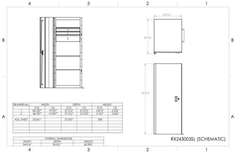 Extreme Tools RX Series 24"W x 30"D 3 Drawer and 3 Shelf Side Locker