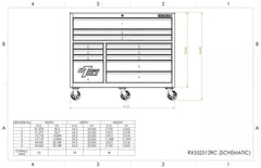 Extreme Tools RX Series 55" Professional Extreme Power Workstation Hutch & 12 Drawer Roller Cabinet-150 Combo