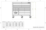 Extreme Tools RX Series 55"W x 25"D 12 Drawer Roller Cabinet 150 lb Slides