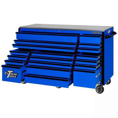 Extreme Tools RX Series 72"W x 30"D 19 Drawer Roller Cabinet - 250 lbs Slides