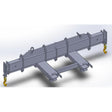 An adjustable Telehandler Spreader Bar with Top Hooks from Haugen, featuring two swivel hooks and shackles, designed for use with telehandlers and forklifts.