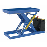Vestil Steel Scissor Lift Table DC Power 51-9/16 In. x 20-1/2 In. x 32 In. 2,000 Lb. Capacity Blue-SCTAB-2000-2040-DC