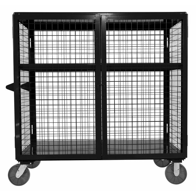 Vestil Welded Steel Expanded Metal Security Cart 30 In. x 60 In. 2,000 Lb. Capacity Black-SCW-XM-3060-BK