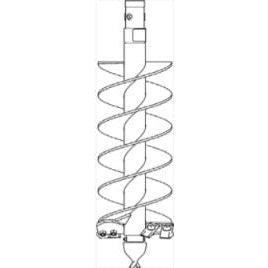 A silver-gray heavy duty auger bit with a hardened fishtail point, double flighting, and hardened drive-in teeth.