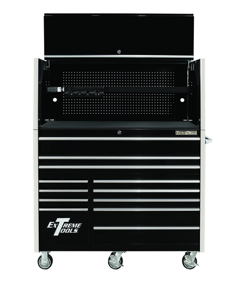 Extreme Tools RX Series 55" Professional Hutch & 12 Drawer Roller Cabinet Combo
