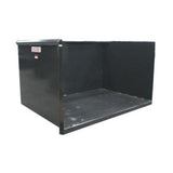 A black Telehandler Trash Hopper, shown from an elevated front view, revealing the wide and empty interior of the high-capacity bin.